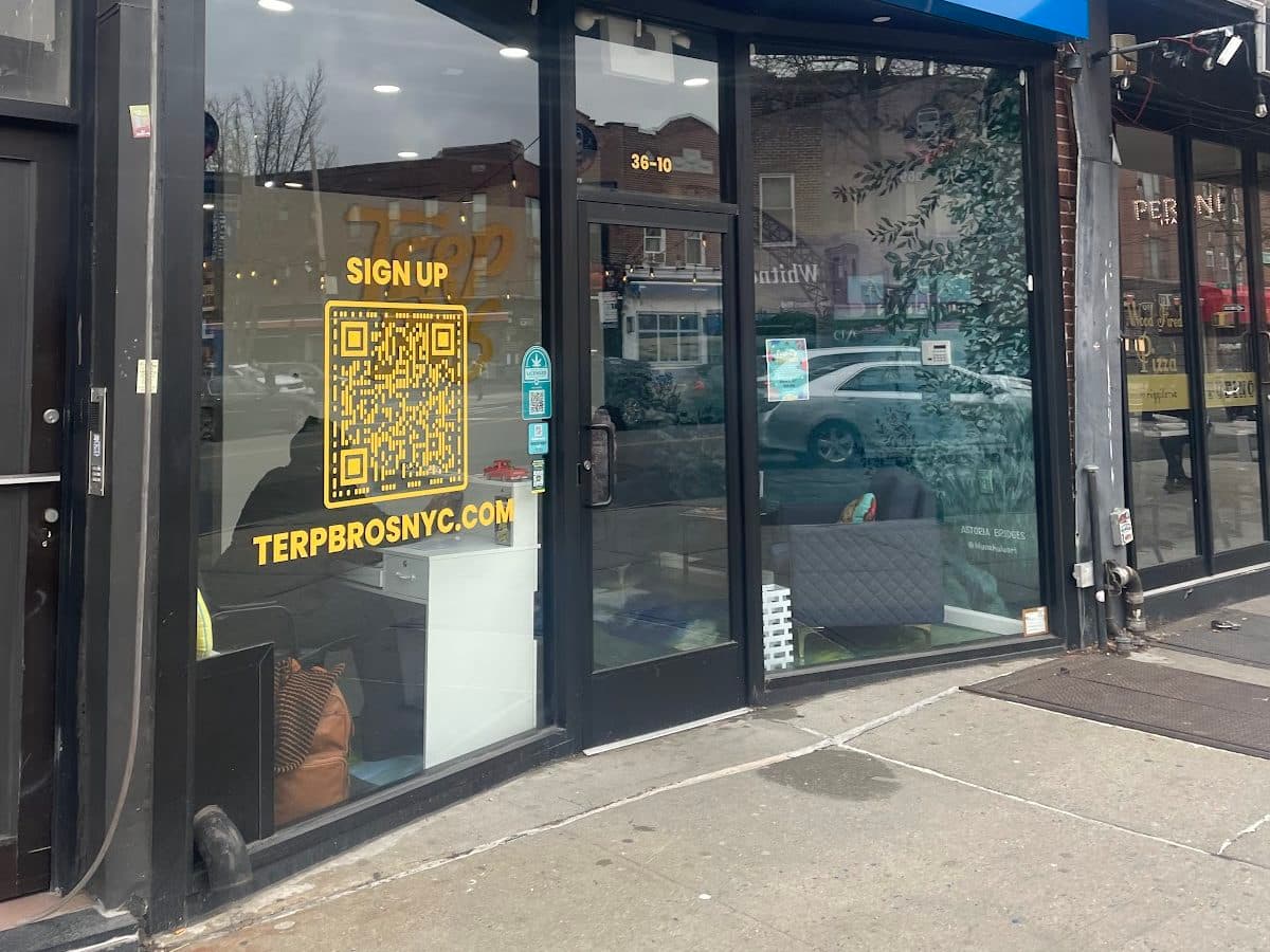 Terp Bros Astoria storefront at 36-10 Ditmars Blvd: the glass door marked 36-10 and the shop windows