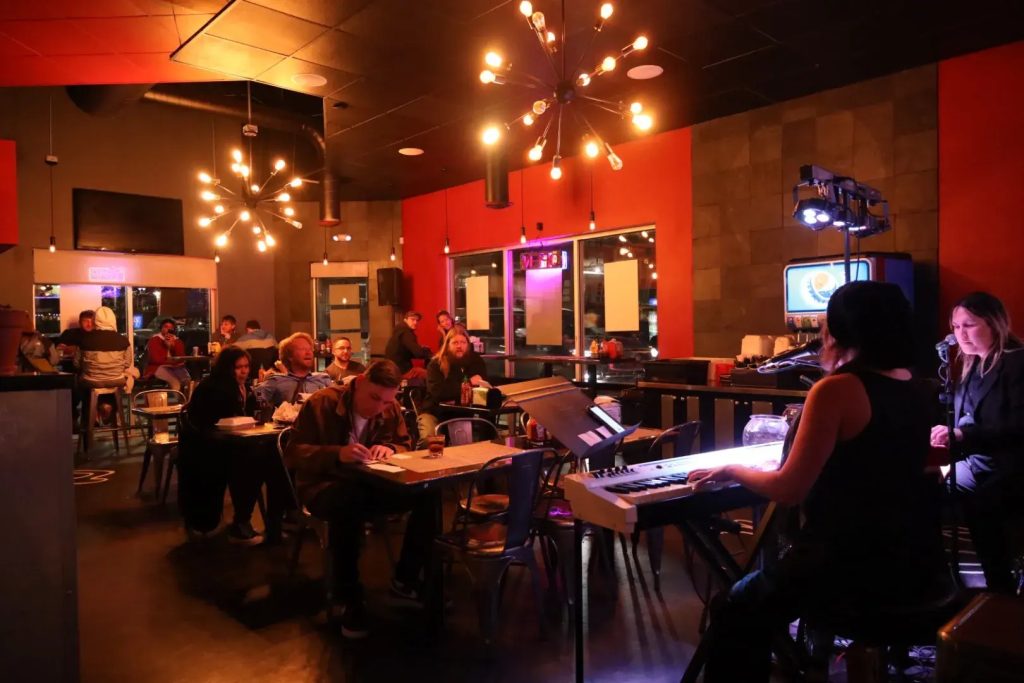 People eating at a restaurant